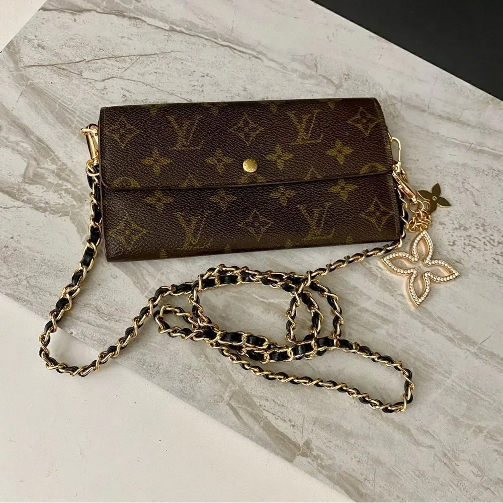LOUIS VUITTON Monogram Sarah Wallet to Shoulder Bag 💼 W17 - Picture 7 of 14